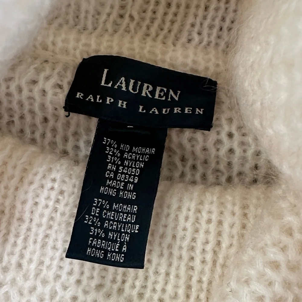 Ralph Lauren Off-White Mohair Turtleneck Sweater. Like new!